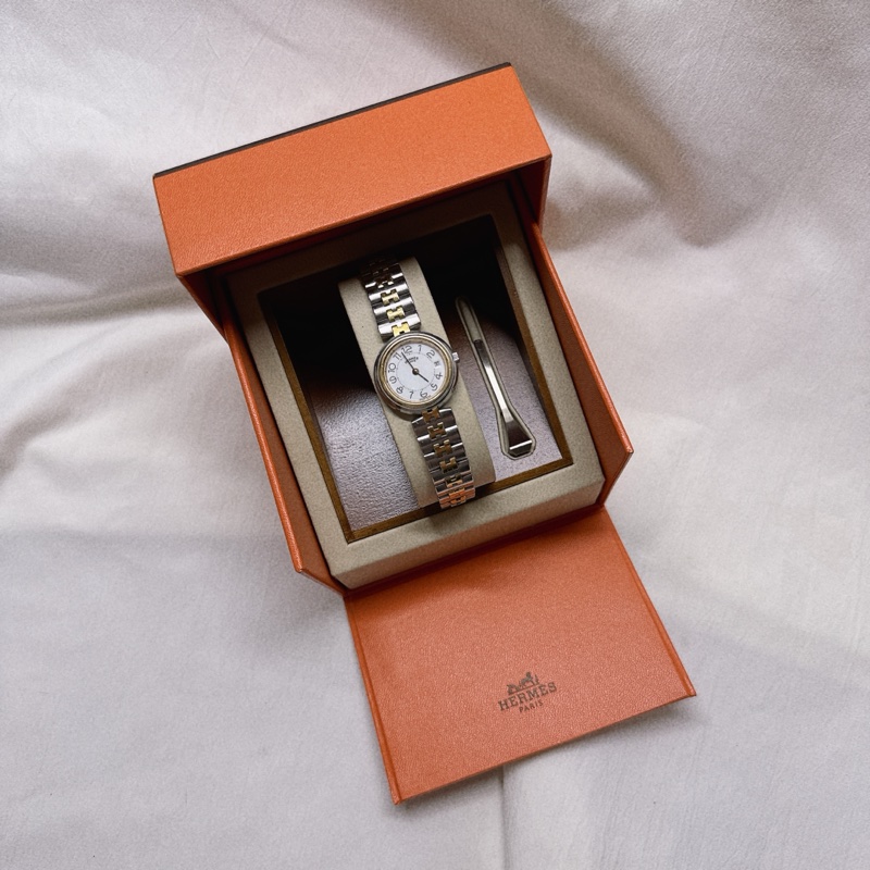 二手Hermes愛馬仕復古半金鋼帶錶 愛馬仕手錶 愛馬仕錶 愛馬仕配件-1