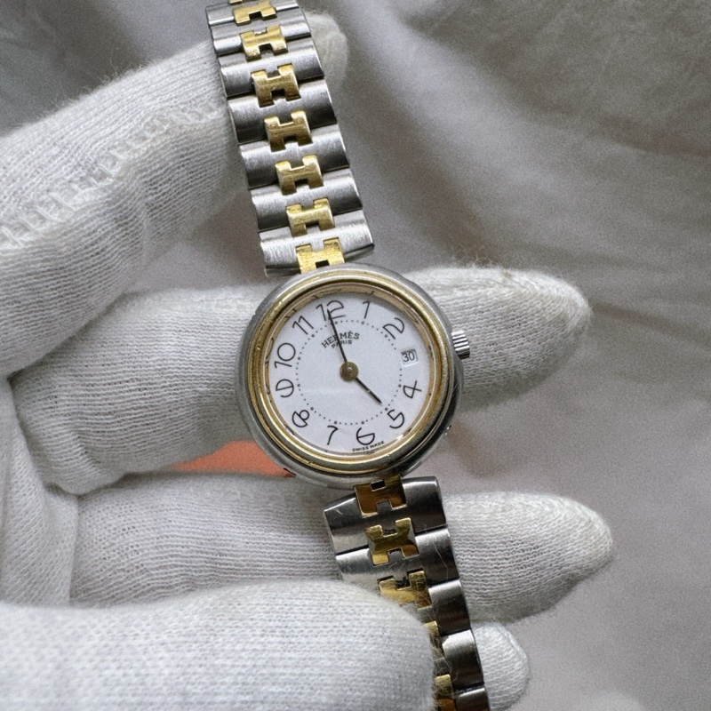 二手Hermes愛馬仕復古半金鋼帶錶 愛馬仕手錶 愛馬仕錶 愛馬仕配件-6