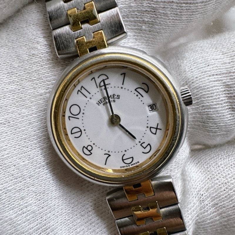二手Hermes愛馬仕復古半金鋼帶錶 愛馬仕手錶 愛馬仕錶 愛馬仕配件-22