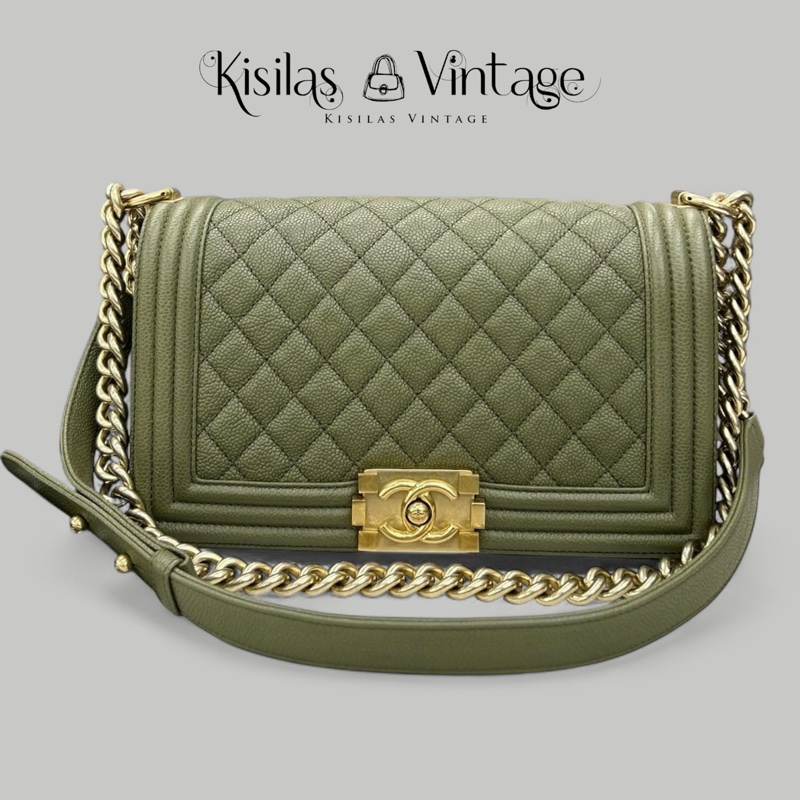 Chanel Caviar Leboy medium 古巴綠茘枝皮-0