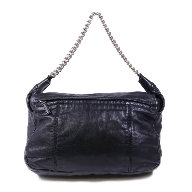 CHANEL 牛皮皮革Chain Shoulder銀扣鏈帶肩背袋-1