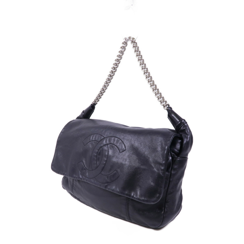 CHANEL 牛皮皮革Chain Shoulder銀扣鏈帶肩背袋-2