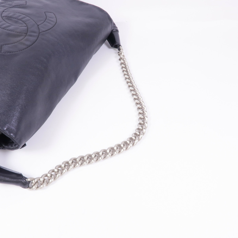 CHANEL 牛皮皮革Chain Shoulder銀扣鏈帶肩背袋-4