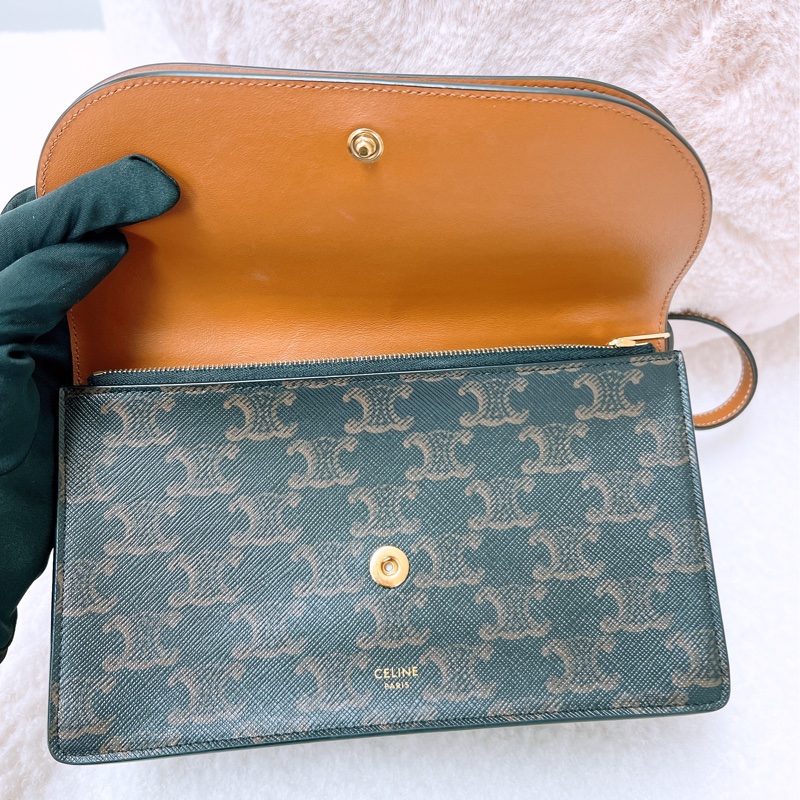 Celine wallet on strap woc 老花斜挎/腋下包-11