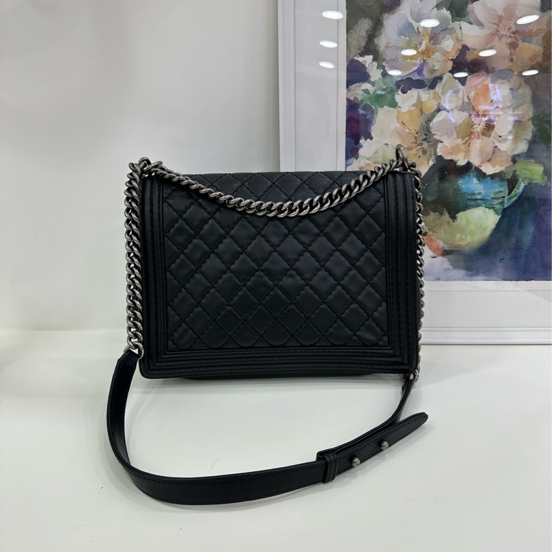 Chanel 香奈兒leboy 大號,黑銀,18開 原始好成色 無明顯瑕疵-2