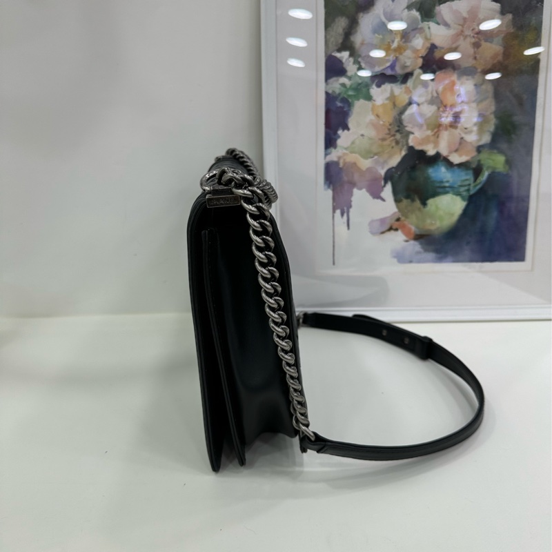 Chanel 香奈兒leboy 大號,黑銀,18開 原始好成色 無明顯瑕疵-4