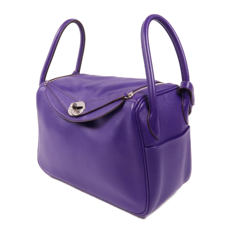 HERMES Swift皮革Lindy 26銀扣手挽肩背兩用袋Cassis-2