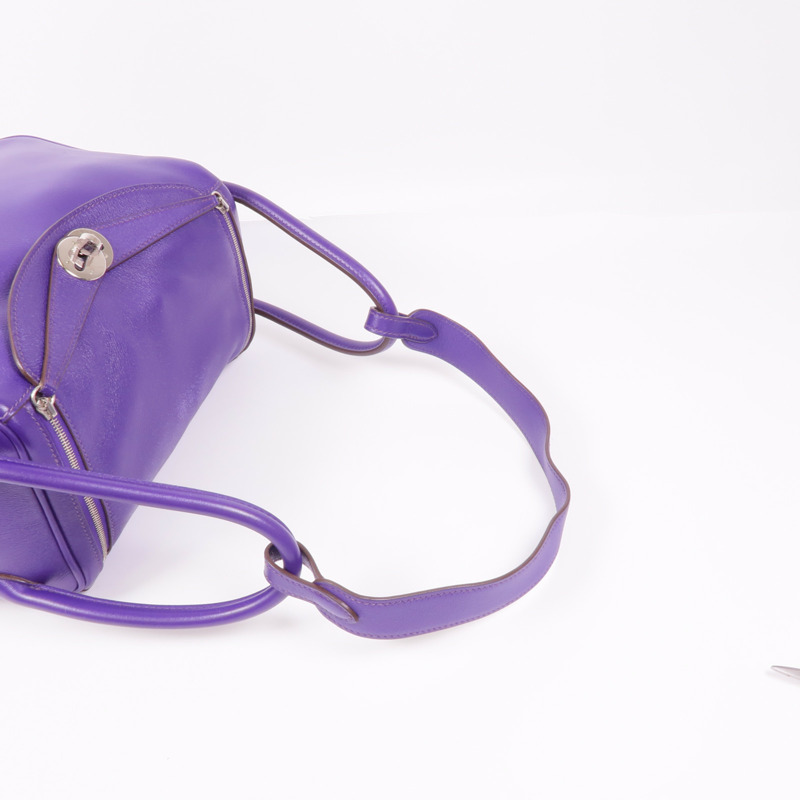 HERMES Swift皮革Lindy 26銀扣手挽肩背兩用袋Cassis-4