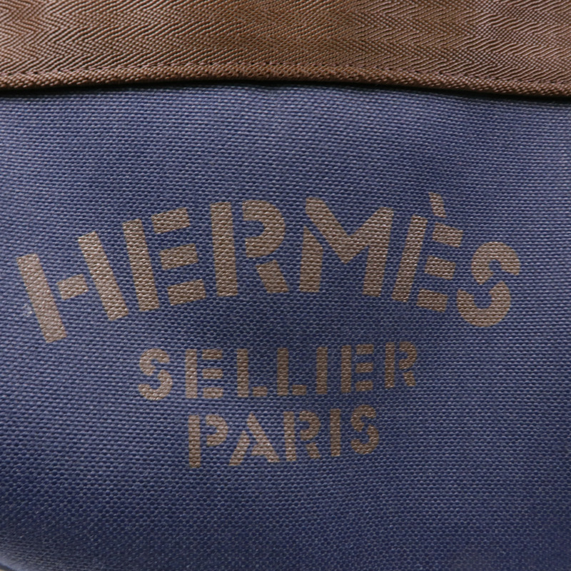 HERMES 帆布Sac De Pansage Groom手挽肩背兩用袋Bleu Indigo/Feu-13