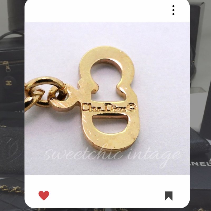 💖9月新品上架 🔥甜價 限時折扣 💖 ✨ChristianDior 愛心 CD Logo necklace DIOR 金色水鑽頸鏈 經典DIOR 頸項款-4