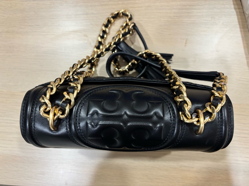 TORY BURCH Fleming 縫線翻蓋小款流蘇 肩背包 斜背包 二用包(黑色)-2