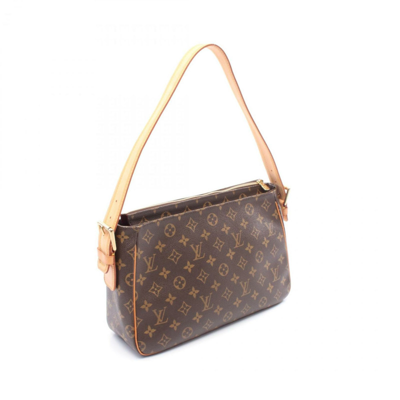 Louis Vuitton Viva Cite GM 塗層帆布和皮革單肩包,帶字母設計,棕色,M51163-1