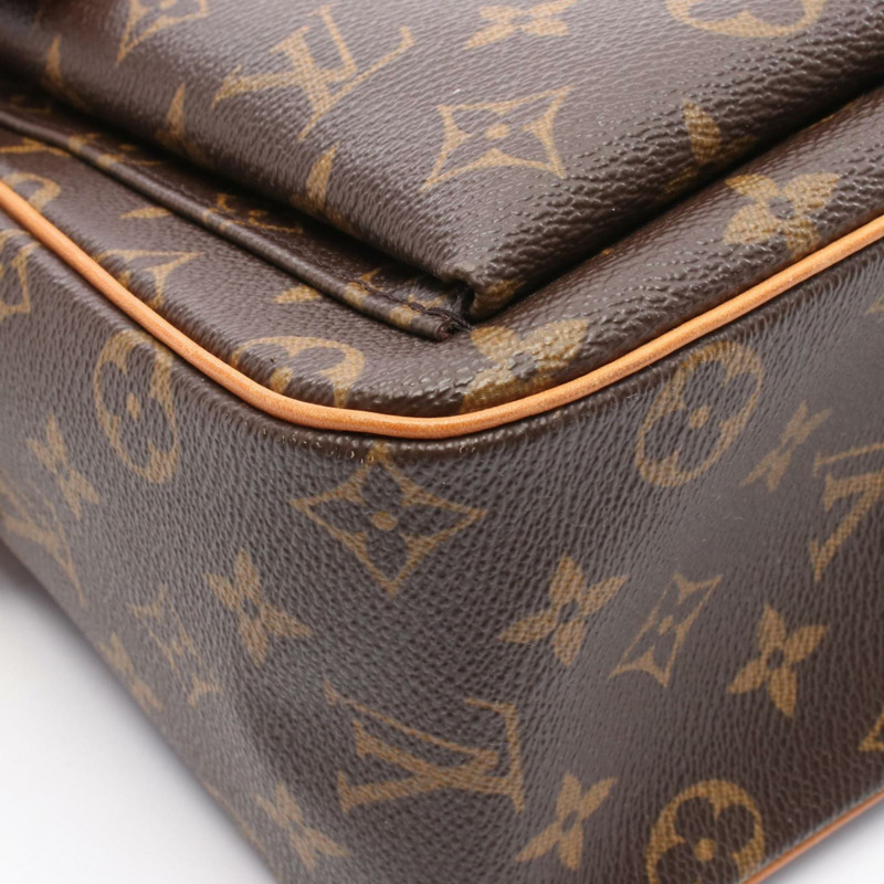 Louis Vuitton Viva Cite GM 塗層帆布和皮革單肩包,帶字母設計,棕色,M51163-5