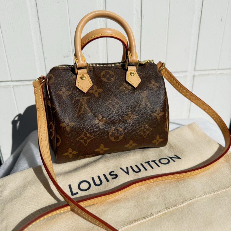 閒置新品LV 老花絕版nano speedy M61252迷你波士頓包-0