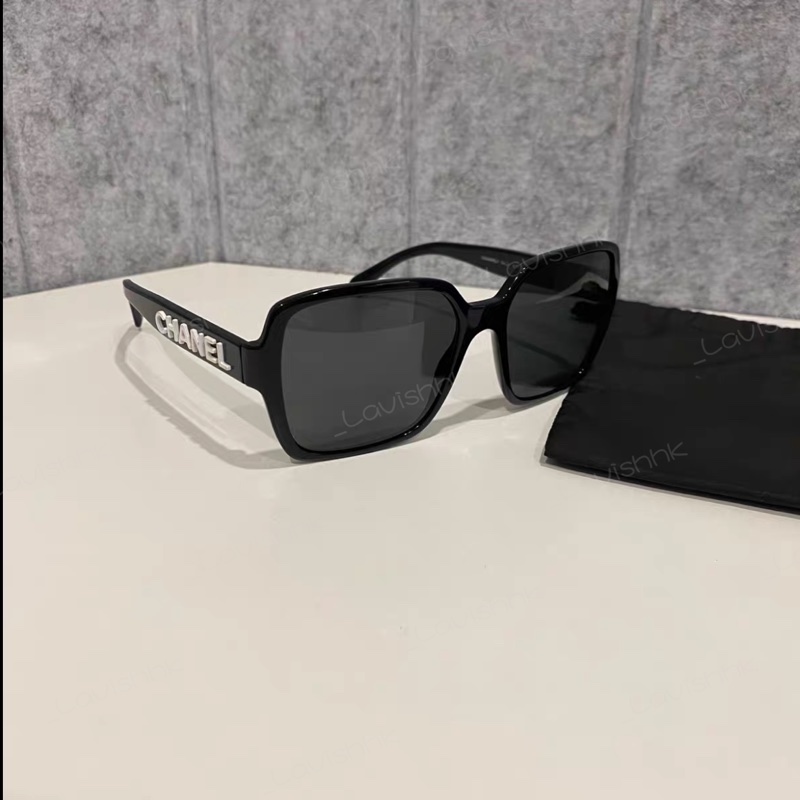 CHANEL 方框白色字母太陽眼鏡-0