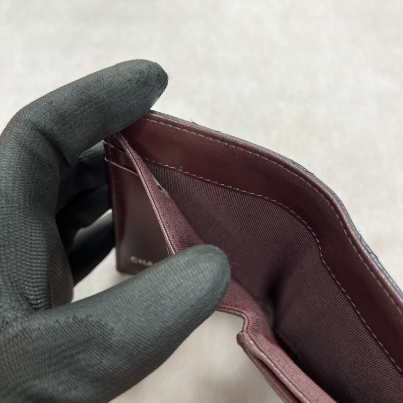 香奈兒 深藍銀扣 三折短夾-13