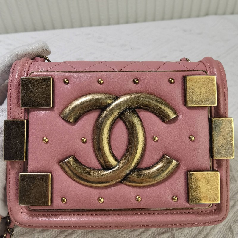 CHANEL香奈兒 15k口蓋包 粉色 肩背包 斜背包-9
