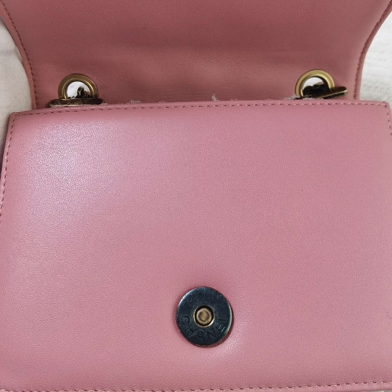 CHANEL香奈兒 15k口蓋包 粉色 肩背包 斜背包-11