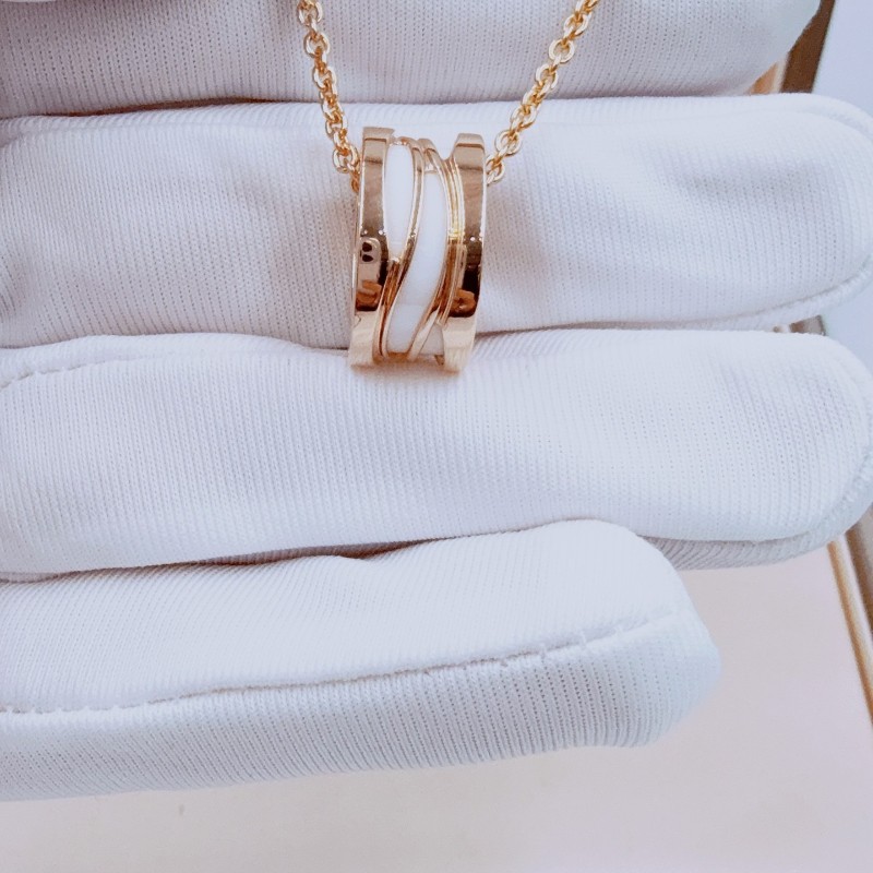 Bvlgari  B zero1白陶瓷傳奇彈簧項鍊 18k金-3