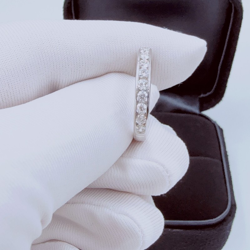 Tiffany 蒂芙尼 PT950鉑金半圈排鑽戒指 50號-0