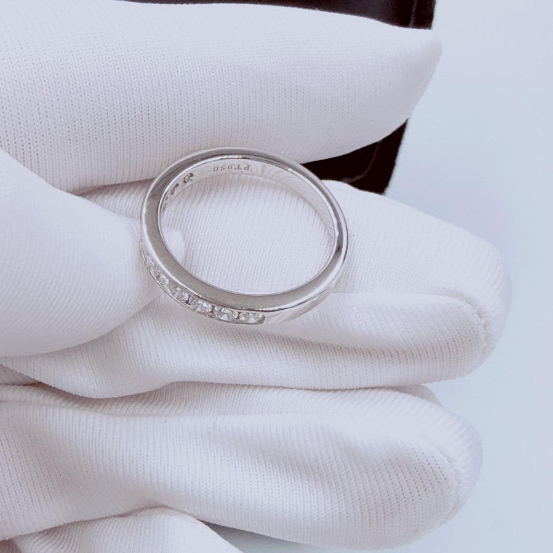 Tiffany 蒂芙尼 PT950鉑金半圈排鑽戒指 50號-5