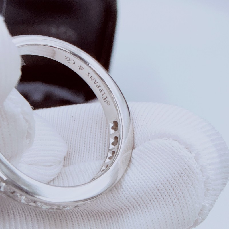 Tiffany 蒂芙尼 PT950鉑金半圈排鑽戒指 50號-6