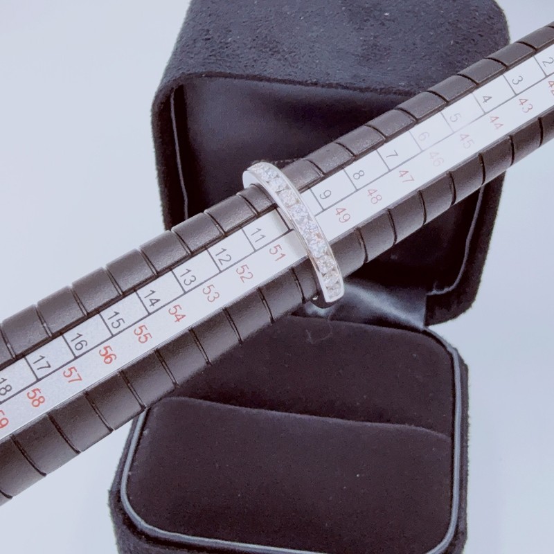 Tiffany 蒂芙尼 PT950鉑金半圈排鑽戒指 50號-7