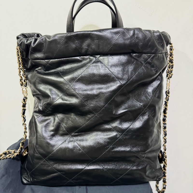 Chanel 22 後背包/全新未使用黑金*全網最甜*-13