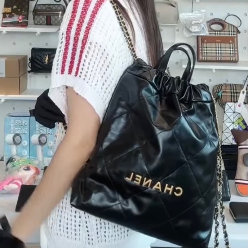 Chanel 22 後背包/全新未使用黑金*全網最甜*-11
