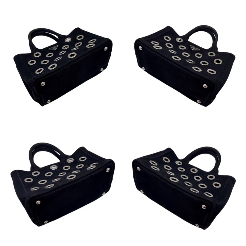 「JL精品代購」97新prada黑銀洞洞沙灘包小號-5