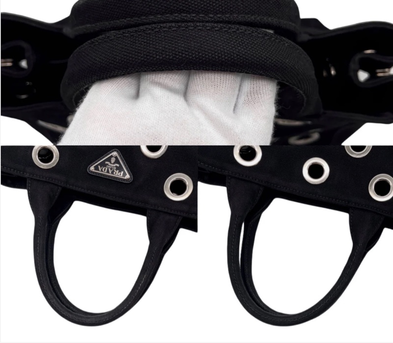 「JL精品代購」97新prada黑銀洞洞沙灘包小號-7