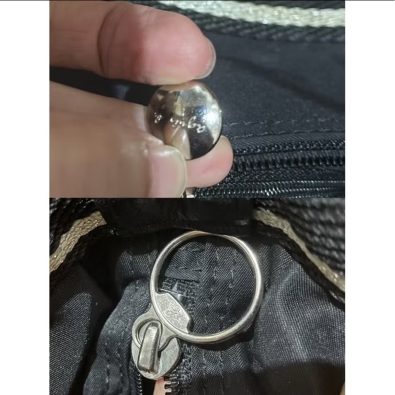 agnes b.水餃包 特殊logo款 大容量 有拉鍊 拉鍊皆有logo 用過約5-7次 塵封衣櫃時間稍久 狀態如照片 內裡與外觀基本沒有破損與髒污 底部四個角也無破裂 邊邊有靠近最外側一點點掉色 基本使用距離不明顯 不介意者購買 若有任何問題可詢問 幾年前購於日本百貨專櫃-7