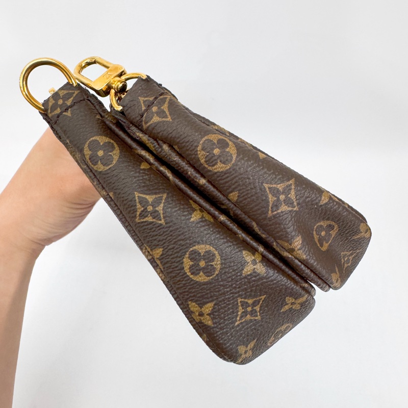 Lv 老花五合一綠背帶 晶片款 近全新-4