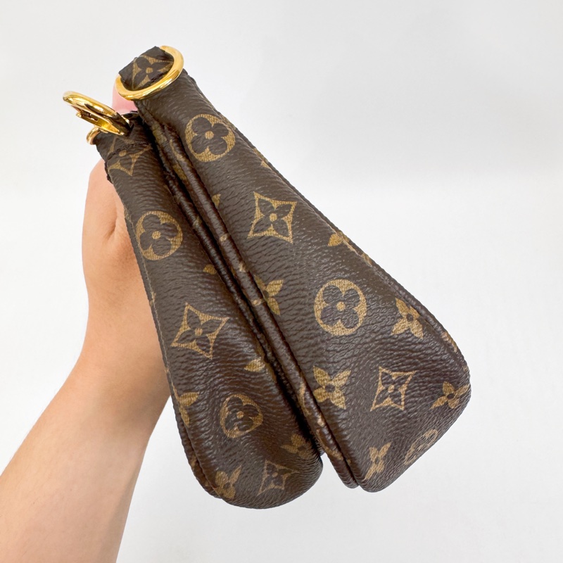 Lv 老花五合一綠背帶 晶片款 近全新-5