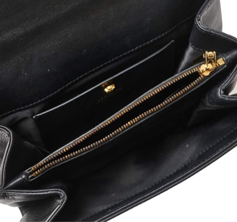 「JL精品代購」9新Versace 美杜莎經典金頭黑色軟皮 鏈條包-5