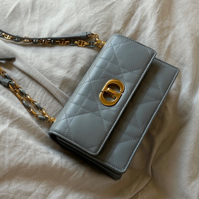 Dior Miss Caro 迷你包 雲藍色 Macrocannage 大籐格紋羊皮-6