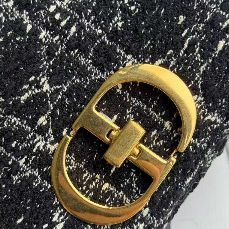 Dior Caro Black Tweed With White Cannage Motif-2