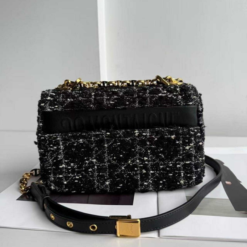 Dior Caro Black Tweed With White Cannage Motif-7