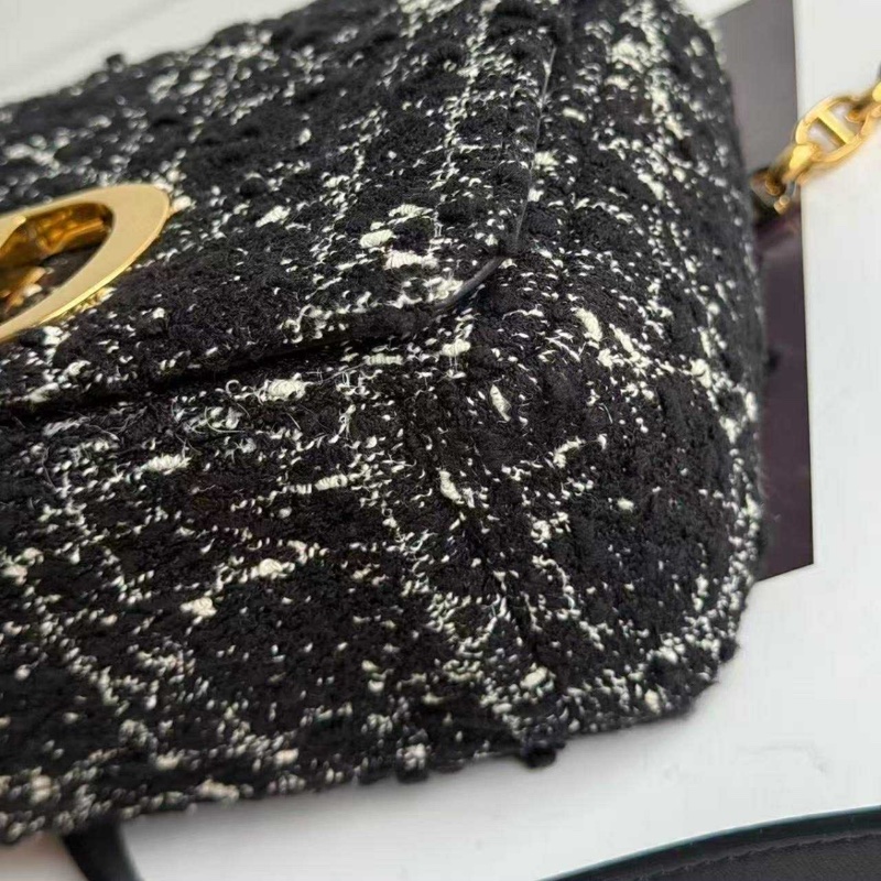 Dior Caro Black Tweed With White Cannage Motif-8