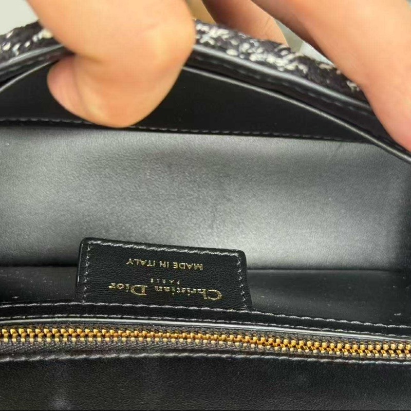 Dior Caro Black Tweed With White Cannage Motif-10
