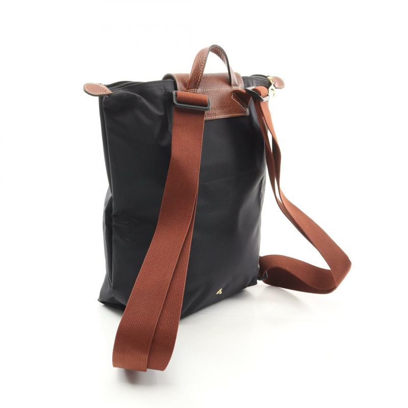 Longchamp Le Pliage Original M 背包 10284089001 皮革 布料 黑色 棕色 全新 女款-1