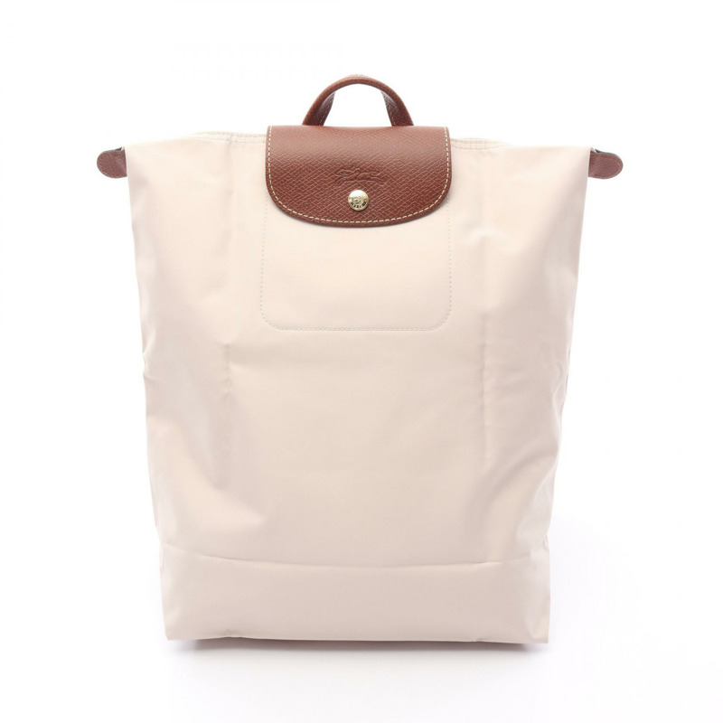 Longchamp Le Pliage Original M Rucksack 背包 10284089P71 帆布皮革米棕色全新女款-0