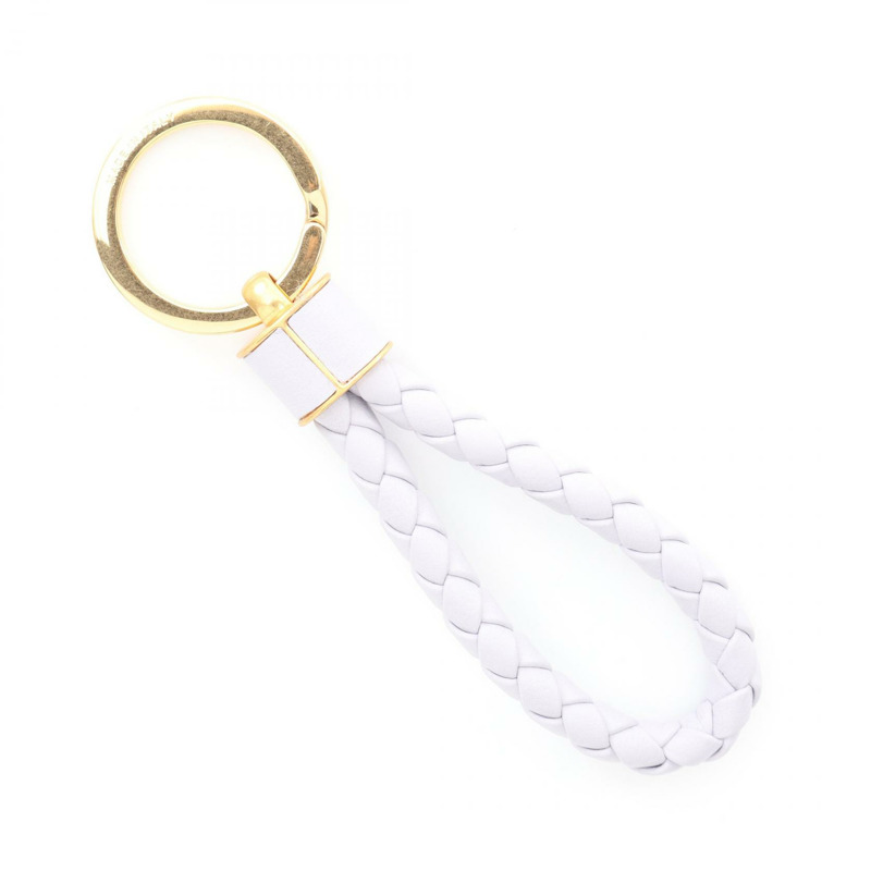 BOTTEGA VENETA Intrecciato 鑰匙圈 651820V0HW11431 皮革鍍金紫金全新女款-1