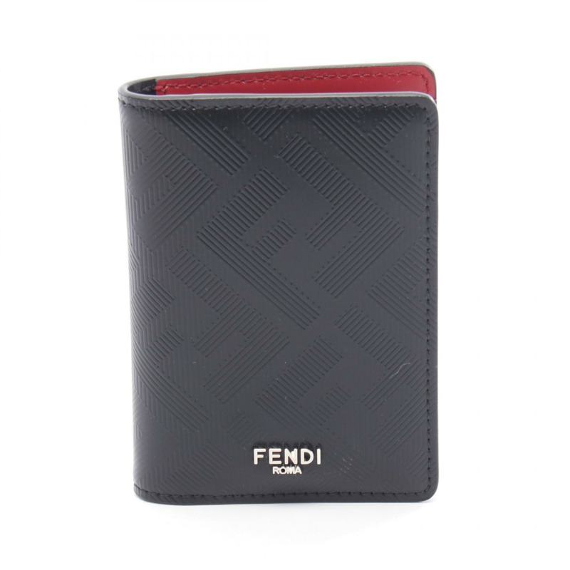 FENDI Fendi Shadow 卡包 7M0349AJF4F19KP 皮革 黑色 紅色 全新 男士-0