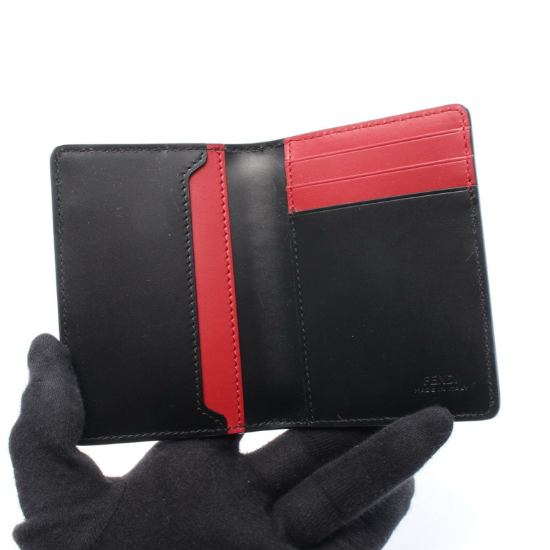 FENDI Fendi Shadow 卡包 7M0349AJF4F19KP 皮革 黑色 紅色 全新 男士-2