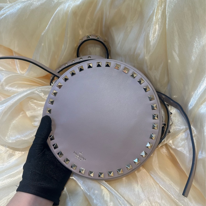 VALENTINO GARAVANI  Calfskin Rockstud Round Crossbody Bag-1