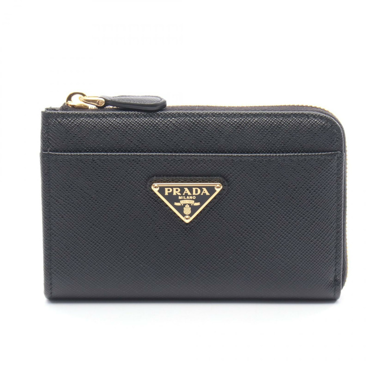 PRADA 零皮夾 1PP122QHHF0002 Saffiano 皮革 黑色 全新 女士-0