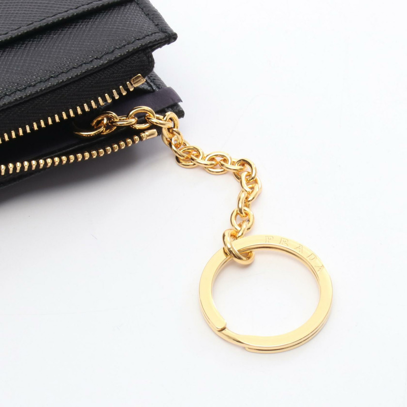 PRADA 零皮夾 1PP122QHHF0002 Saffiano 皮革 黑色 全新 女士-4