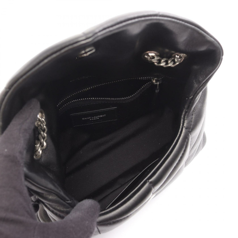SAINT LAURENT PARIS 羽絨玩具包 單肩包 7593371EL001000 皮革 黑色 全新 女款-2