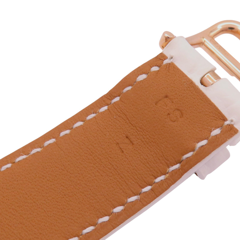 白色箭頭 18K玫瑰金鑽框 皮帶 Heure H 手錶【HERMES 愛馬仕】 #HH1.572/3510732-13